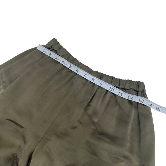 Jenni Kayne Dark Olive Silky Wide-Leg Elastic Waist Pants Women SZ Small Pull on - Picture 4 of 12